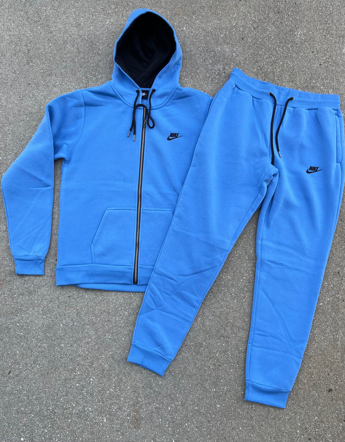  Men’s Classic Solid Carolina Blue Zip Up Hoodie Sweatpants Set