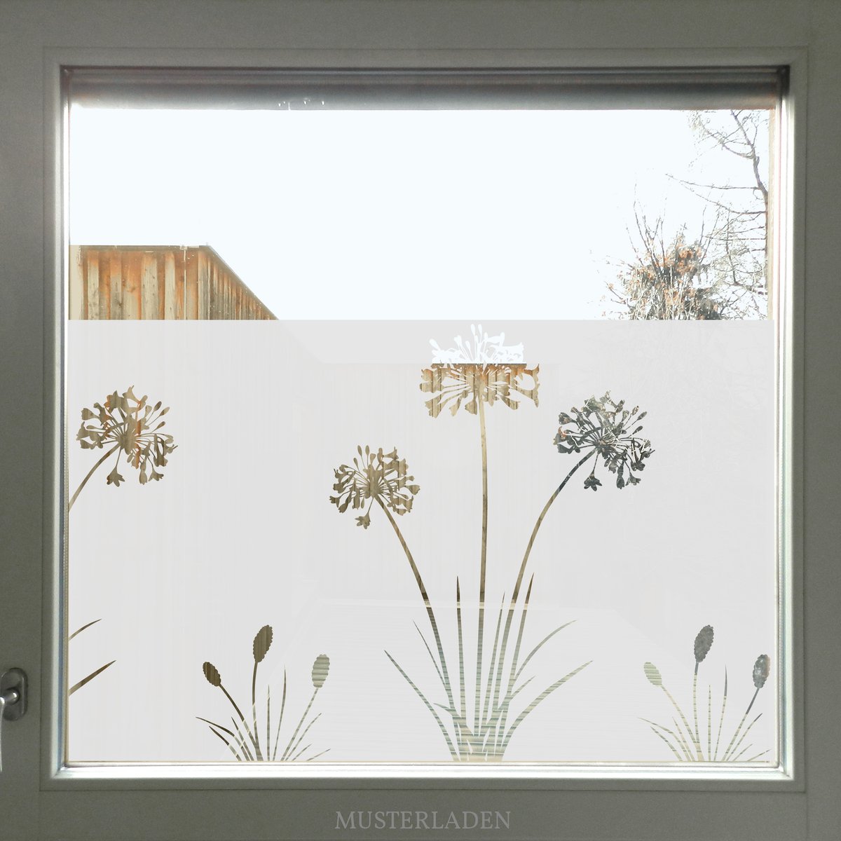 Fenster Sichtschutz Folie Blumenwiese mit Schmetterlingen und Libellen