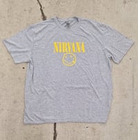 Image 1 of Nirvana smiley face grey tees