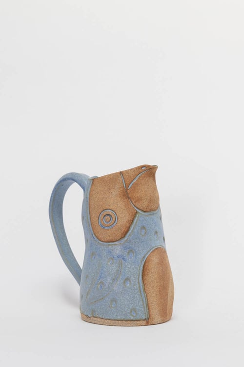 Image of Large Blue Dotted Toasty Penguin Pitcher