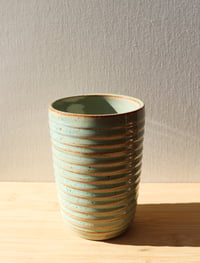 Image 1 of rippled celadon vase, medium