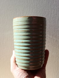 Image 3 of rippled celadon vase, medium