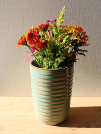 Image 2 of rippled celadon vase, medium