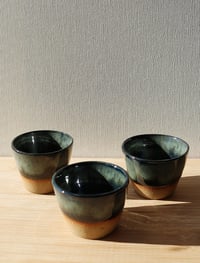 Image 4 of angled green and black sake set