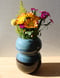 Image of blue and brown hourglass vase