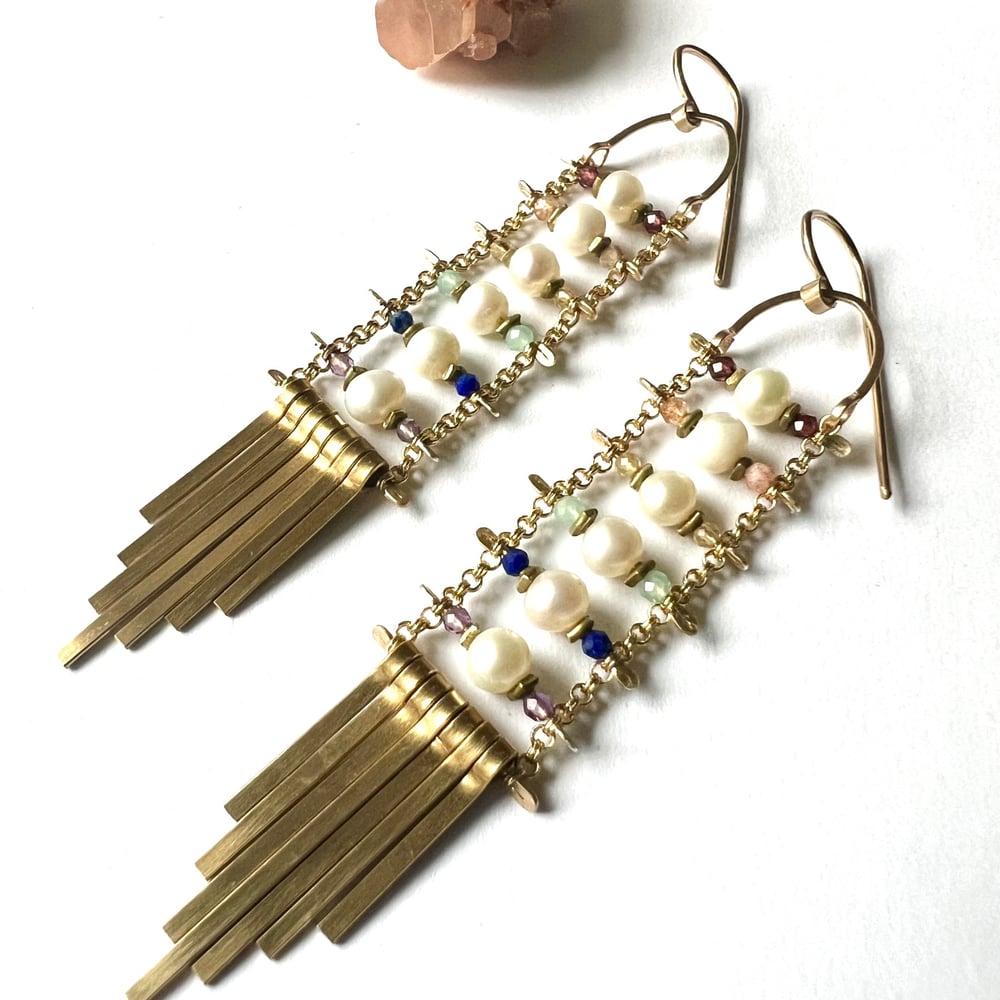 Image of Pearl Rainbow Earrings