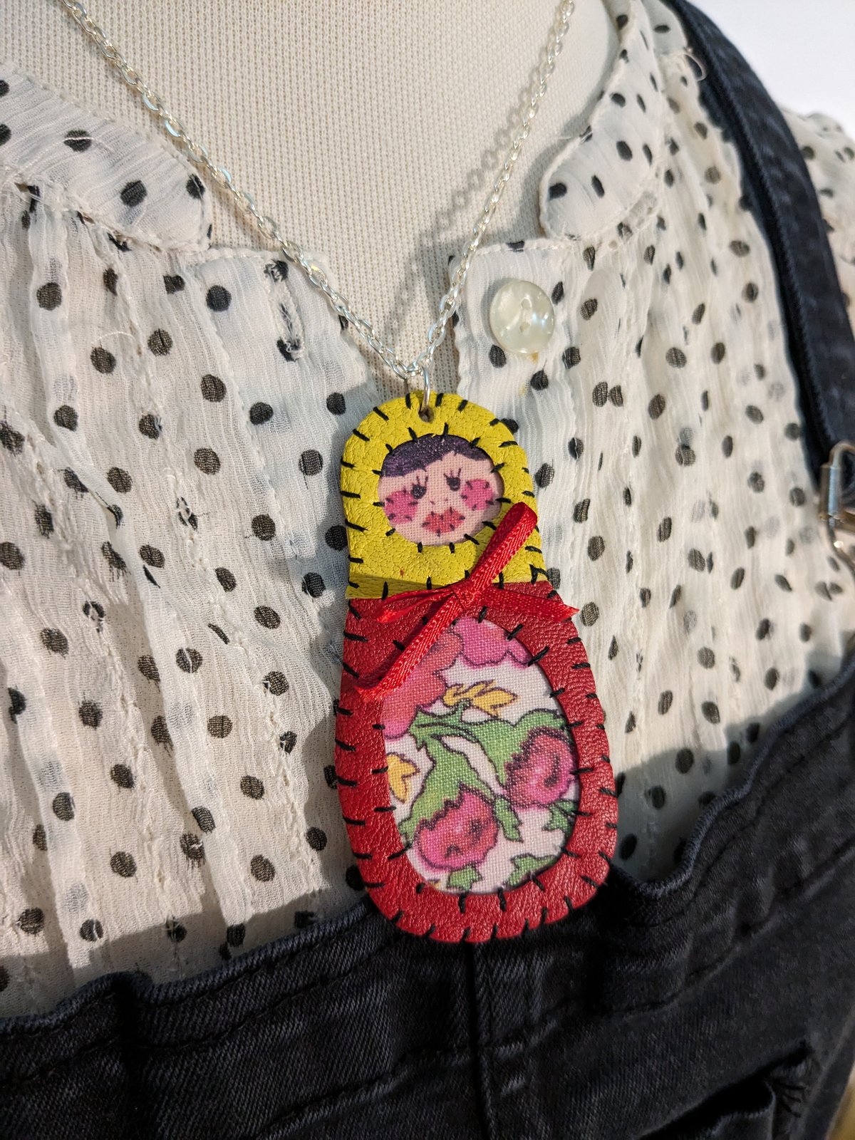 Image of Small Red Russian Doll Necklace