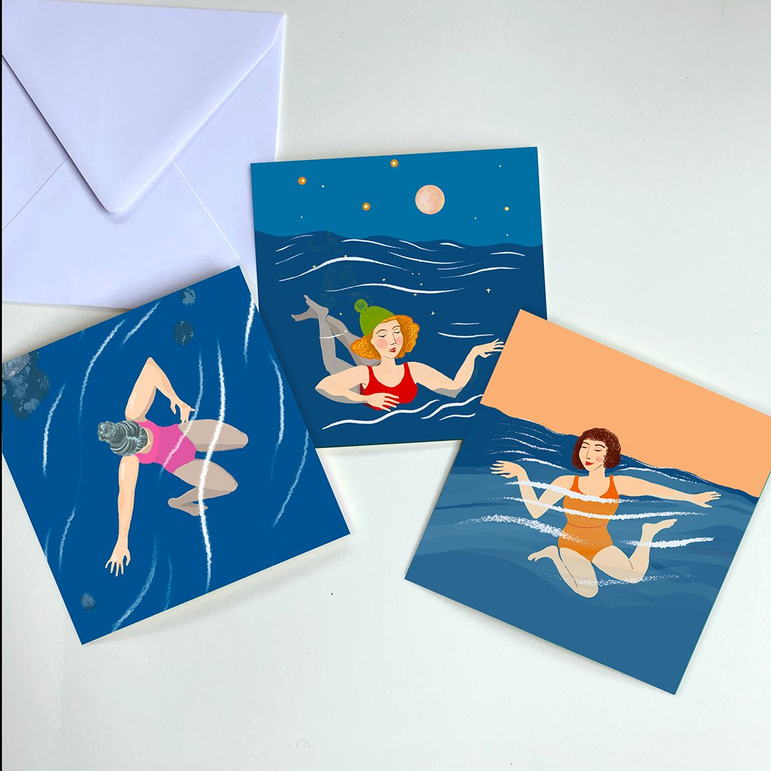 Greeting Card Bundle - Swimming Ladies