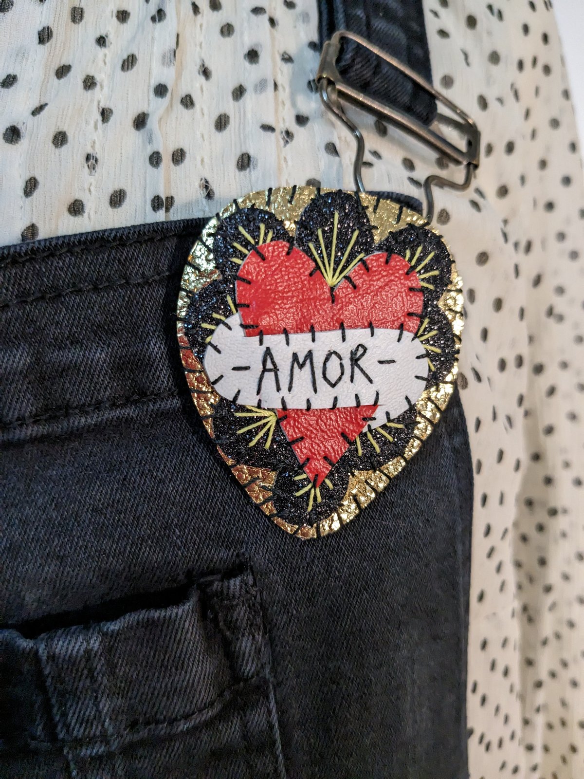 Image of AMOR Mexican Heart Brooch