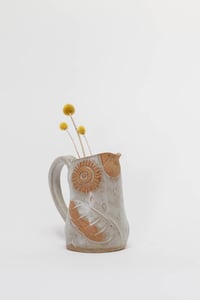 Image 1 of Medium Milky White Handle Flying Owl Pitcher