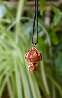 Image 3 of Red Jasper Crystal Mushroom Necklace