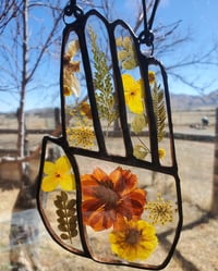 Image 1 of Glass Hand with pressed dried florals