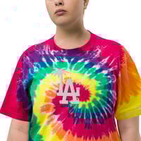 Image 5 of Embroidered LA PALMS Oversized tie-dye t-shirt