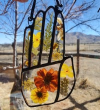 Image 2 of Glass Hand with pressed dried florals