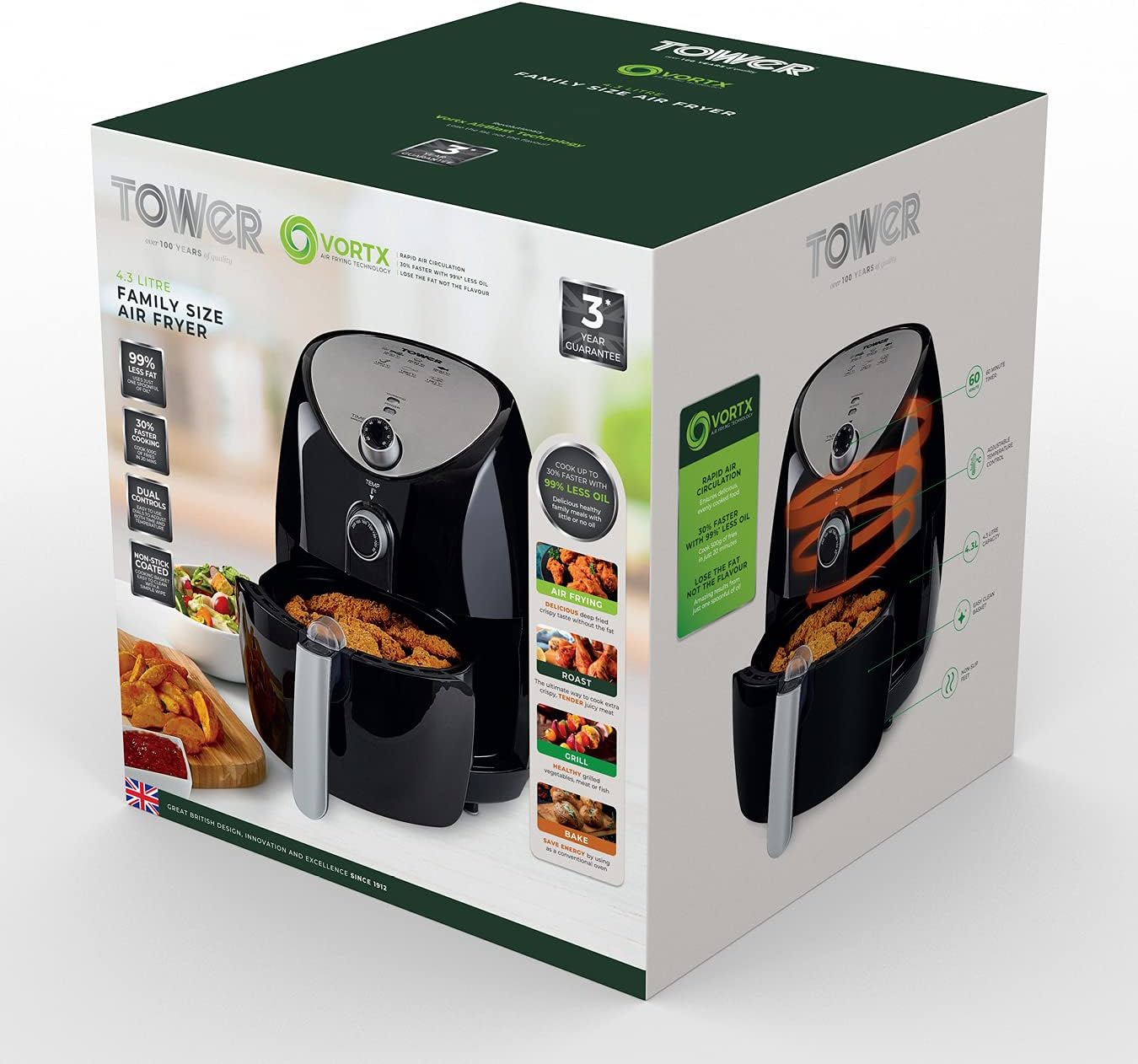 Tower T17021 Family Size Air Fryer With Rapid Air Circulation