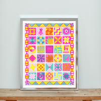 Image of Quilt Block Risograph Print