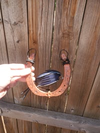 Image 3 of Handmade Bird on a wire Lucky Horse shoe