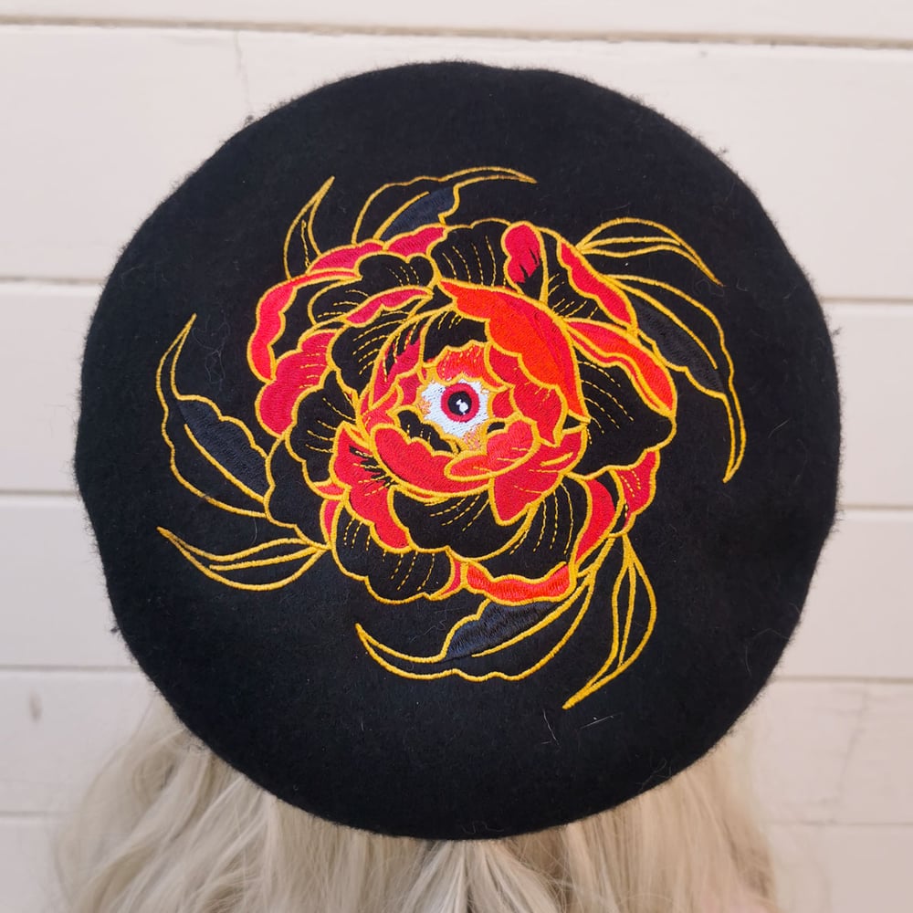 Embroidered Beret: Red