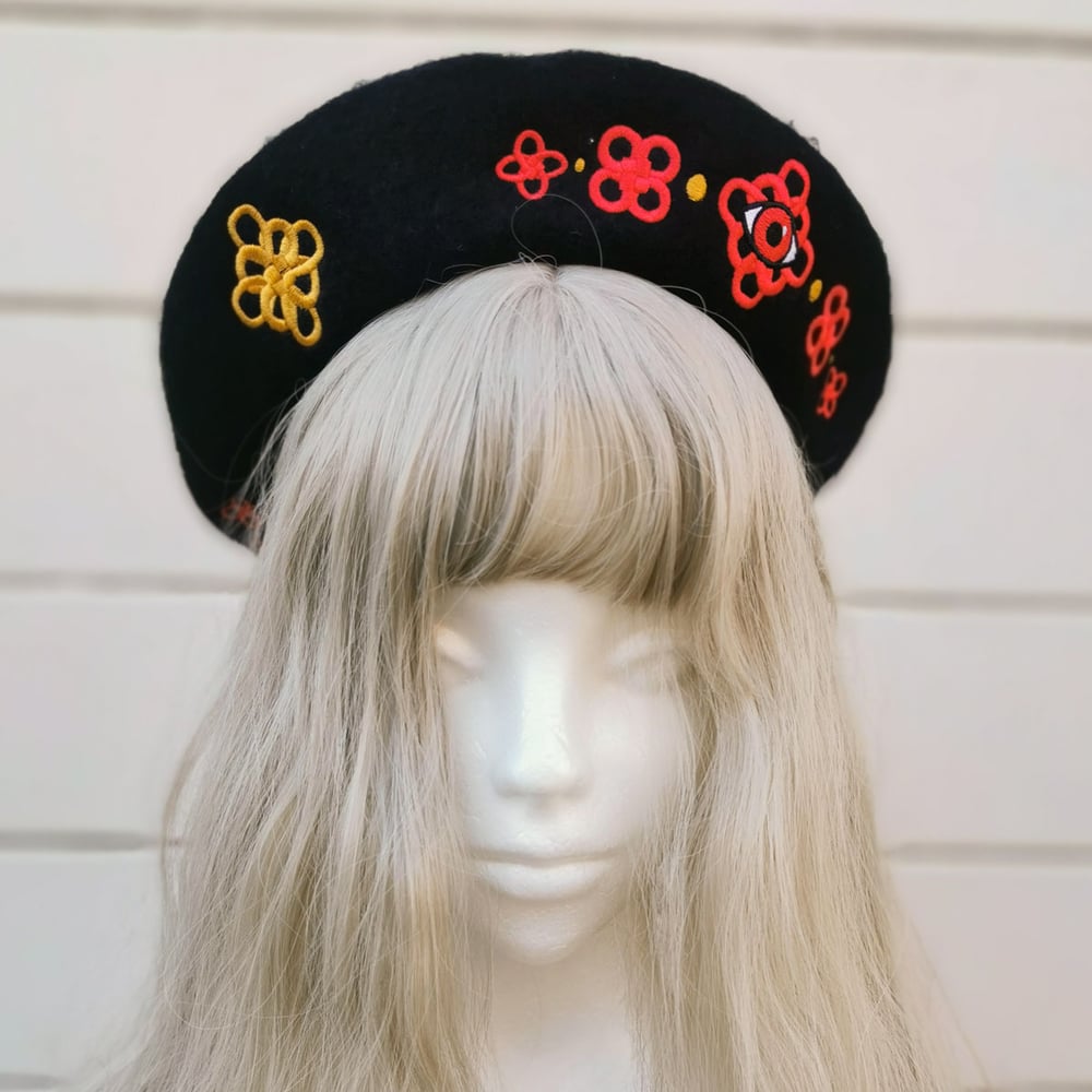 Embroidered Beret: Red