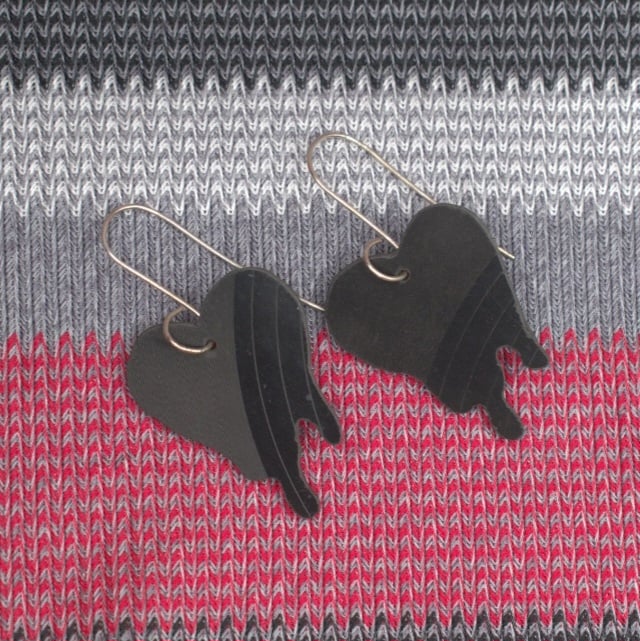 Vinyl Record Drip Heart Earrings *Pre-Order*