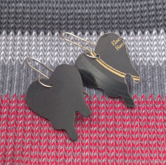 Vinyl Record Drip Heart Earrings *Pre-Order*