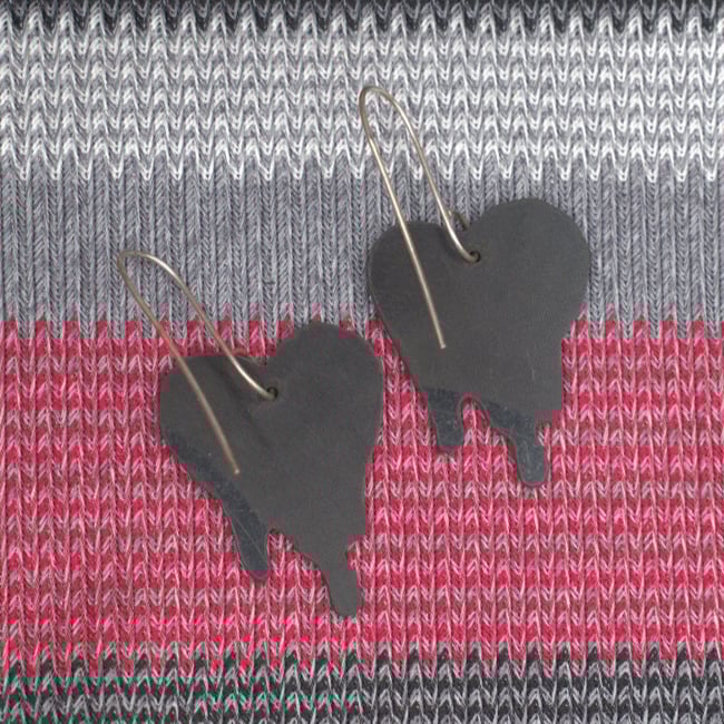 Vinyl Record Drip Heart Earrings *Pre-Order*