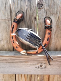 Image 1 of Handmade Bird on a wire Lucky Horse shoe