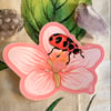 Pink-spotted Lady Beetle on Flower Sticker