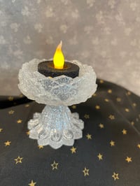 Image 1 of White Glitter Candle Holder