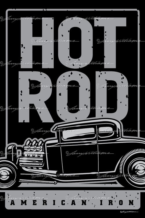 Image of "Hot Rod-American Iron" Wall Banner 24 x 36"