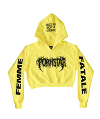 DEATH METAL BARBIE NEON CROPPED HOODIE      