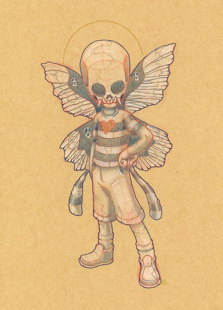 Image of death with butterfly wing