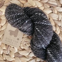 Image 1 of Black and Cream Alpaca and Wool Blend Handspun Yarn