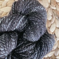 Image 2 of Black and Cream Alpaca and Wool Blend Handspun Yarn