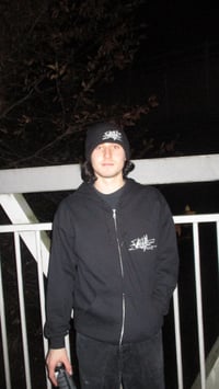 Image 2 of "STENCIL" Zip-Up Hoodie (Pitch-Black) 