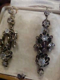 Image 3 of VICTORIAN EDWARDIAN 15CT YELLOW GOLD OLD ROSE CUT DIAMOND DROP 1.20CT EARRINGS