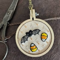 Candy Corn Bat Embroidered Necklace