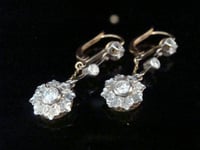 Image 1 of FRENCH EDWARDIAN 18CT YELLOW GOLD OLD CUT & ROSE CUT DIAMOND EARRINGS