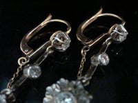 Image 2 of FRENCH EDWARDIAN 18CT YELLOW GOLD OLD CUT & ROSE CUT DIAMOND EARRINGS
