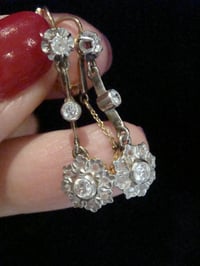 Image 3 of FRENCH EDWARDIAN 18CT YELLOW GOLD OLD CUT & ROSE CUT DIAMOND EARRINGS