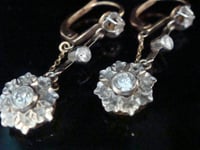 Image 4 of FRENCH EDWARDIAN 18CT YELLOW GOLD OLD CUT & ROSE CUT DIAMOND EARRINGS