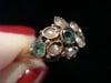 Early Victorian 18ct yellow gold emerald and pearl cluster ring
