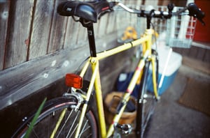 Image of yellow bike, 5x7 print