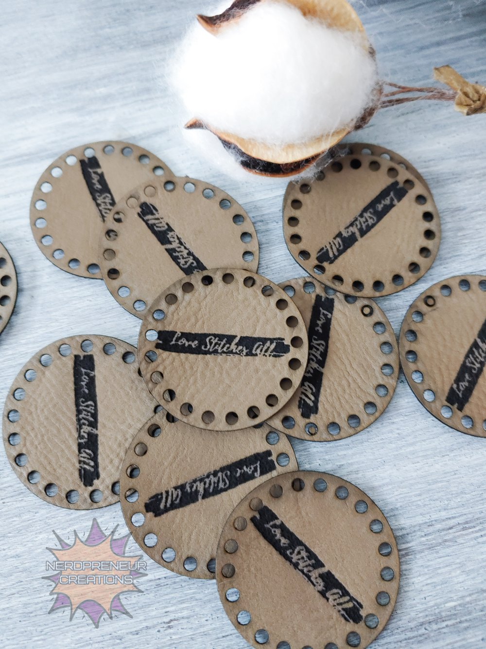 Image of Round Custom Logo Faux Leather Patches