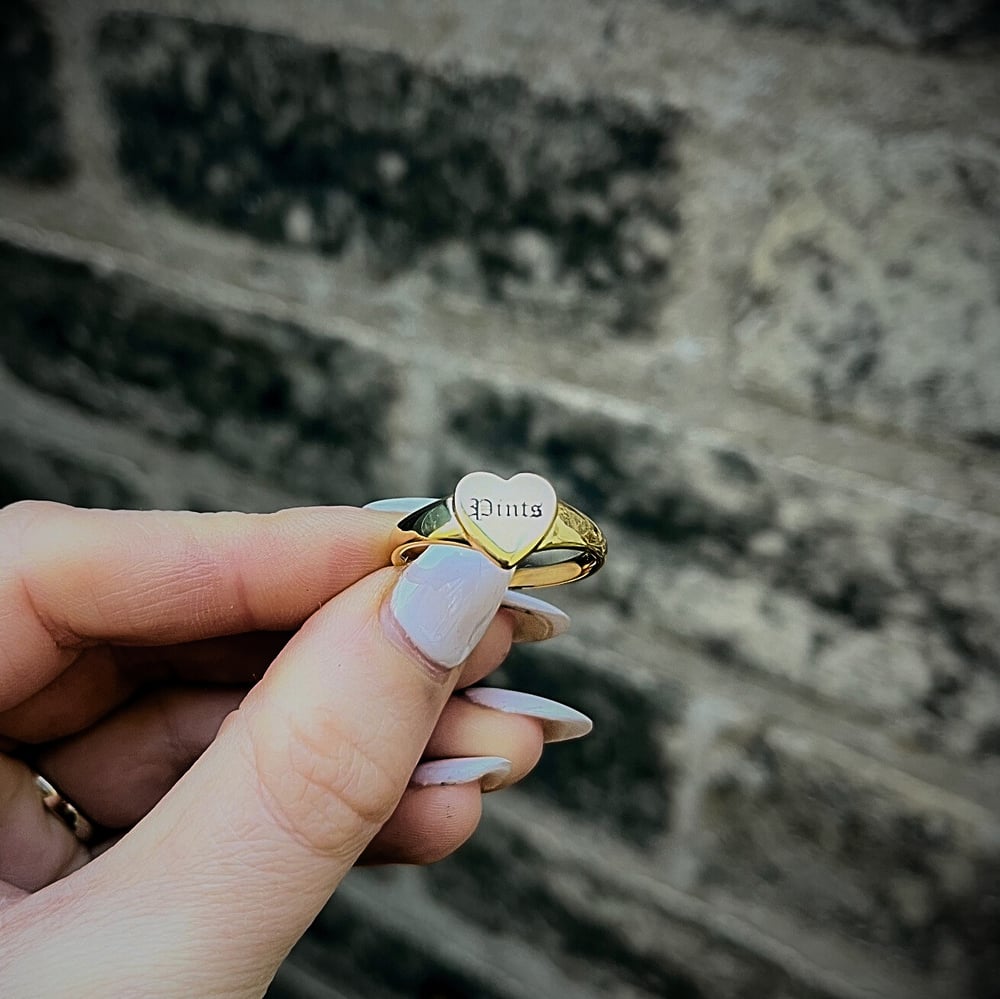 Pints Gold Plated Heart Signet Ring - Size S