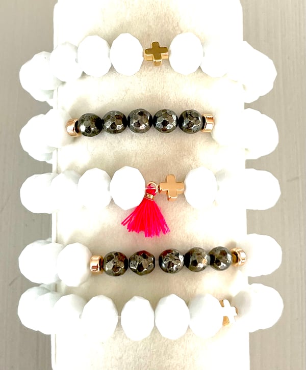 Image of White Opaque Crystal Bracelet