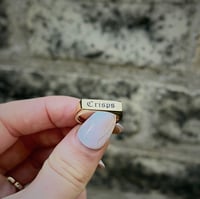 Gold Plated Sterling Silver Bar Signet Ring engraved with Crisps - Size L