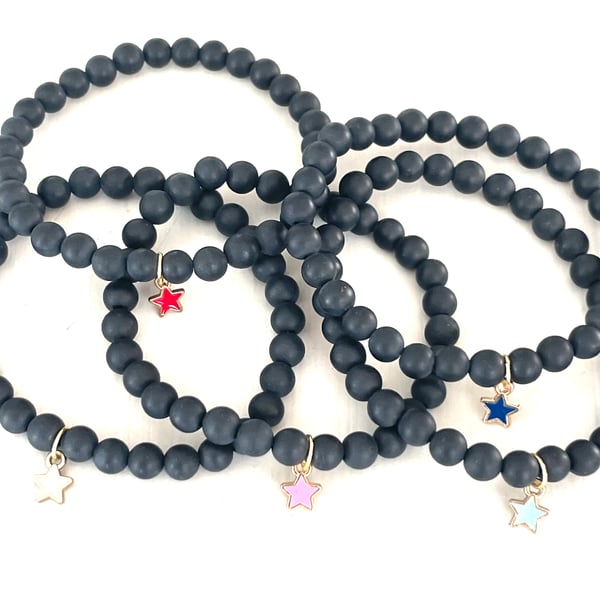 Image of Mini Onyx Star Charm Bracelet