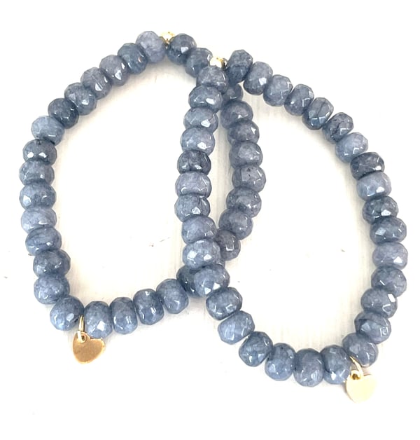 Image of Agate Heart Charm Bracelet