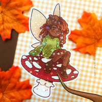 Mushroom Fairy Sparkle Vinyl Sticker